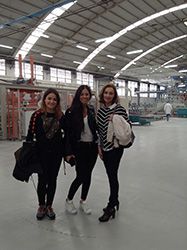 Elena Alfaro and Ana Karen Rodriguez, from IED Madrid, visited the installations from Gruppo Fiandre Iris Ceramica